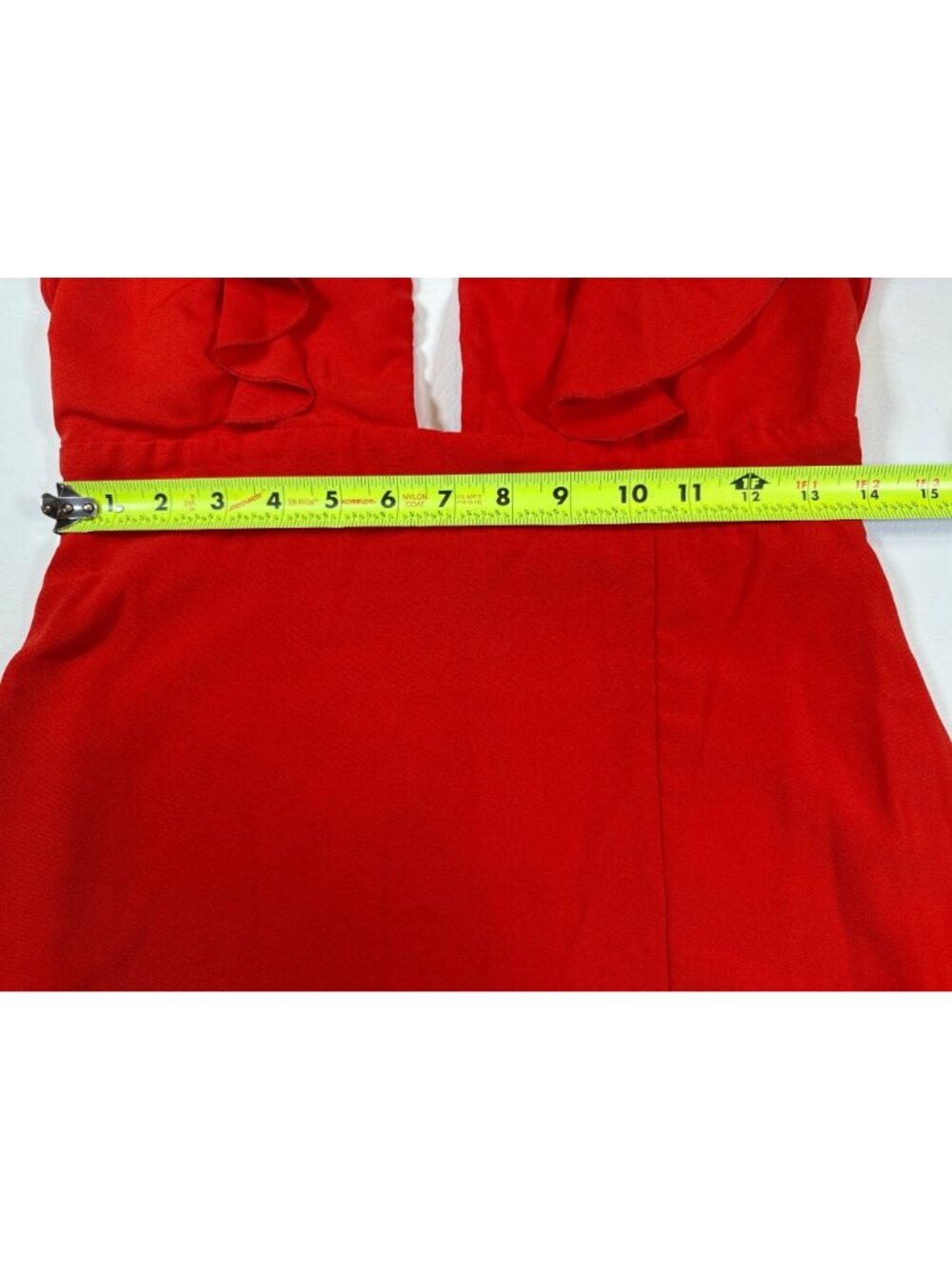 Superdown Harlow Red Midi Dress Medium With Plunging Neckline & Ruffle (NN526) - Picture 6 of 9